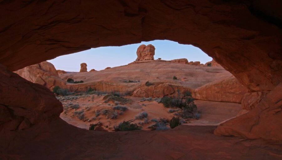 From Moab: Half-Day Arches National Park 4x4 Driving Tour - The start of the route: Doc Williams Point, fins, dunes, and a short rock-wall climb
