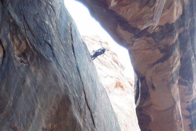 Moab Rappeling Adventure: Medieval Chamber Slot Canyon - Rappel One in Medieval Chamber: layers you can walk through